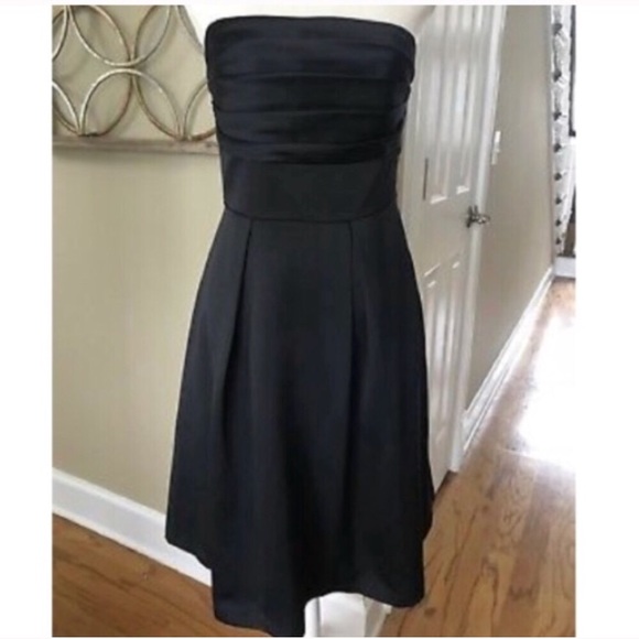 black strapless fit and flare dress